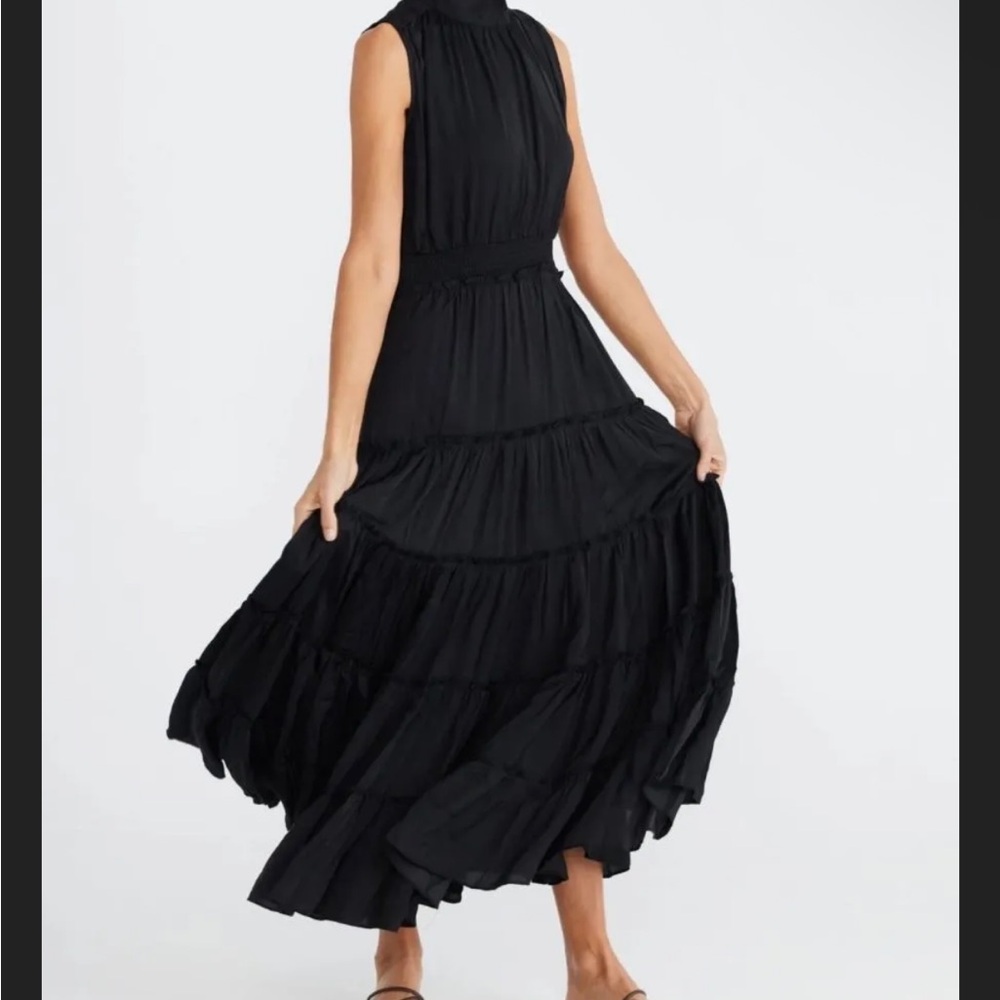 Black Pleated Halter Maxi Dress